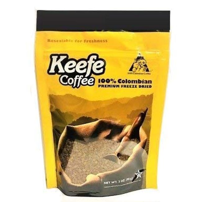 Keefe Coffee 100% Colombian Premium Freeze Dried Coffee 3oz SEALED BAG