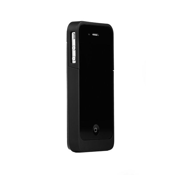 Black iPhone 4/4S protective smartphone power case w/fuel gauge & cable