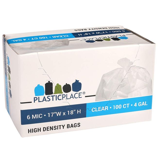 4 Gal. Clear Trash Bags (Pack of 100 Bags)
