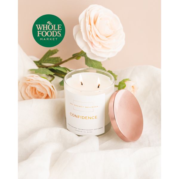 CONFIDENCE Soy Candle 10 oz | Soy Society Wellness | Rose, Linen, Jasmine Clove