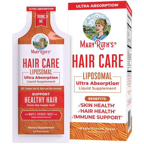 MaryRuth Organics Hair Growth Vitamins, Sugar & Gluten Free, Liquid Hair Vitamins with Vitamin D3, Vitamin E Biotin Hyaluronic Acid, Selenium for Hair & Skin Care Vegan, Non-GMO, 14-0.5 Fl Oz Pouches