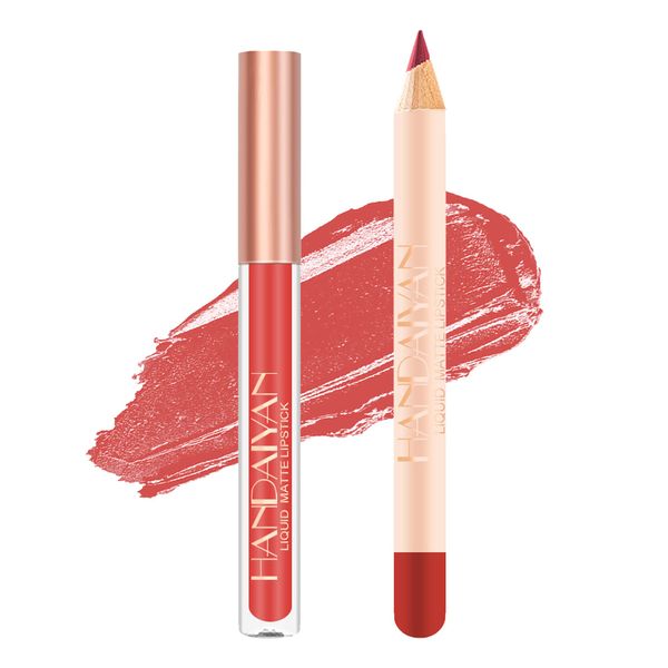 Easilydays Lip Liner and Liquid Matte Lipstick Set, 12 Colors Crayon Matte Longwear Lip Pencil, 24h Velvety Red Lips and Lip Liners Make Up, Lip Contouring Pencil, Waterproof Long Lasting Nude Lipgloss Lip Stain Kit with Lip Liner for Women (#11)