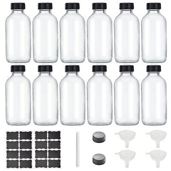 Glass Juice Shot Bottles with Caps 4 oz, Small Empty Wellness Shot Glass Bott...