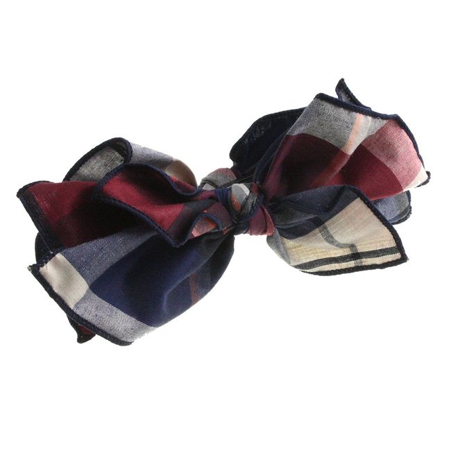 VINGTAINE H7056-RE- Big Plaid Ribbon, Banana Clip, Feminine Hair Clip, Hair Accessory