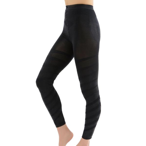 SPORTIA Women's Compression Leggings, Lymphatic Care Body Shaping Spats, Diet, Black, M-L