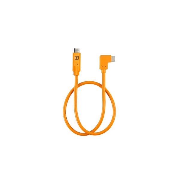 TetherPro Datenkabel USB-C an USB-C Pigtail (Orange, rechtsgewinkelt, 50 cm)