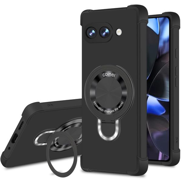 Google Pixel 9a Case, MagSafe Compatible, Includes Ring, Stand Function, TPU Pixel 9A Cover, Multi-functional Stand, Ring, Equipped with Magnet, Supports Both Vertical and Horizontal, Hidden Storage,