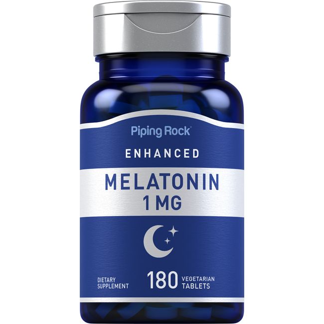 Melatonin 1mg | 180 Tablets | Vegetarian, Non-GMO | by Piping Rock