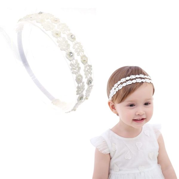 LEEQBCR 1pcs Baby Mädchen Stirnbänder elastische Doppelspitze Blume Stirnband weichen Bogen Headwrap Haarschmuck für Mädchen