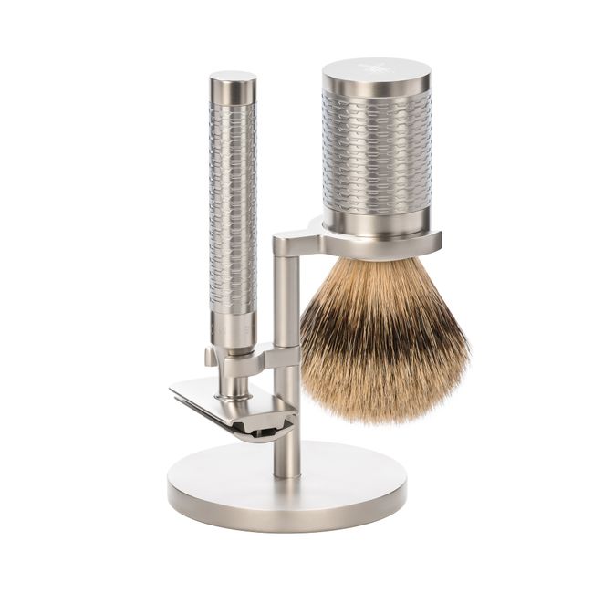 Muhle ROCCA Shaving Set Double Edge Razor, Silver Tip Badger/Stainless Steel/Silver Matte (S091M94SR)<br><br> [Shaving, razor, razor, double-edged razor]