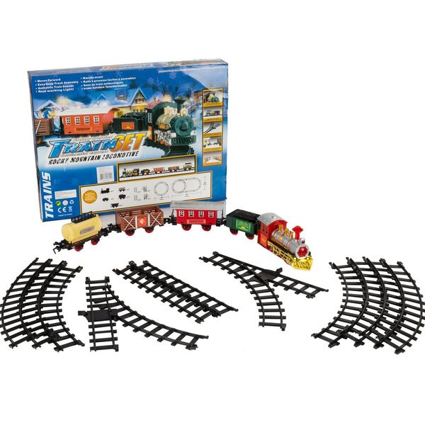 16 Pieces Train Carriage Set Battery Operated Train Whistle Sound, Light Kids Play Set