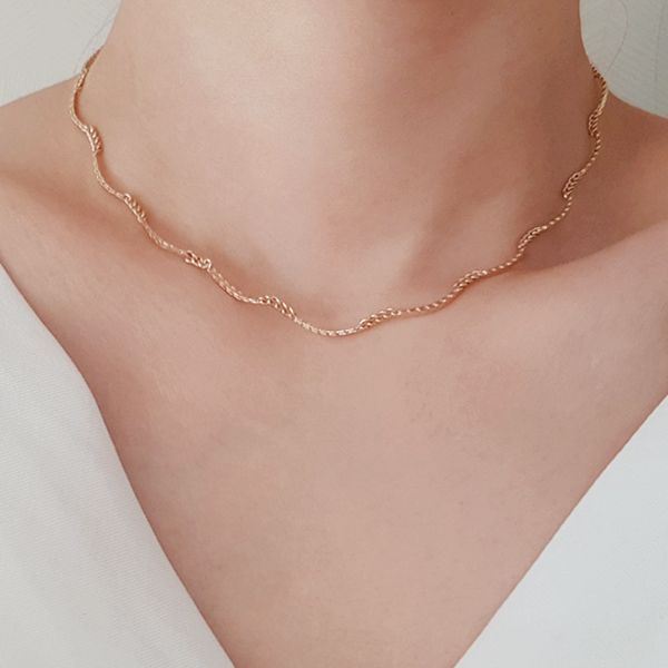 [Free Shipping] Geten Vintage Gold Wave Choker Necklace