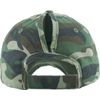 Funky Junque Distressed Trucker Dad Hat Messy Bun Ponytail Baseball Pony Cap - Camo