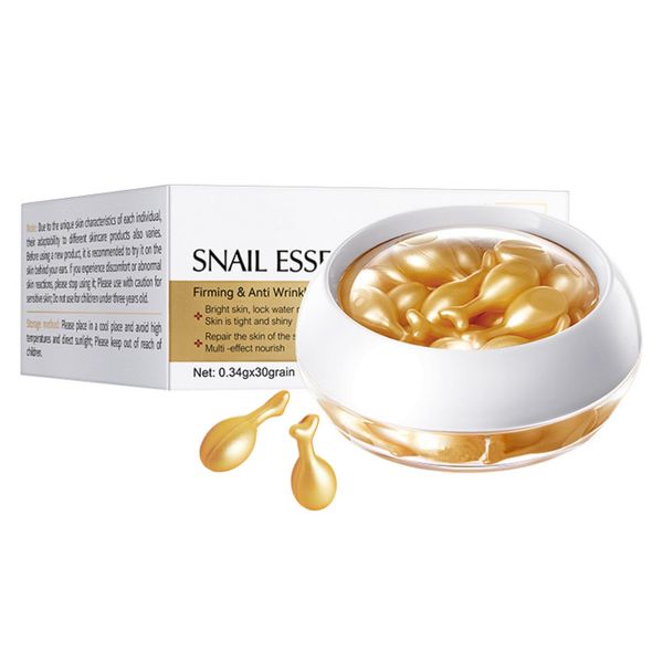 Snail Face Serum Capsules, Snail Mucin Serum for Brightening & Firming, Moisturiser Face Women, Dark Spot Remover for Face, Serum Face Care, Friendly to All Skin Types, 30 Capsules