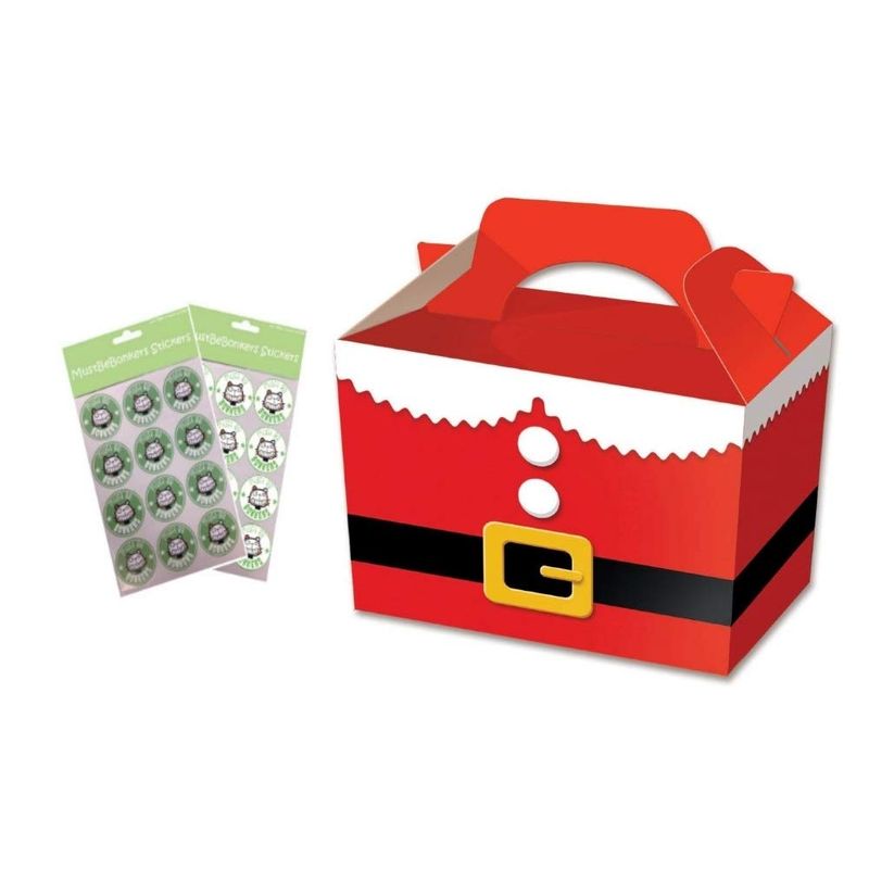 Red Santa Suit Christmas Party Food Boxes - Childrens Xmas Meal Bag ...