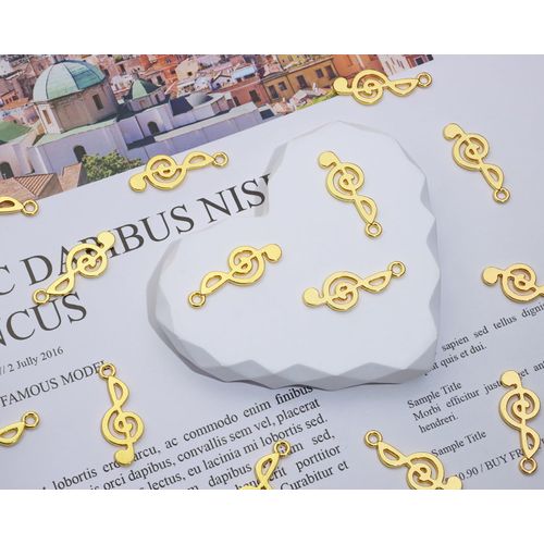 PPhtony Vintage Musical Note Charms 25 x 10mm Music Theme Instrument Pendant for Bracelet Earring Necklace Keychain Jewelry Making Cards Scrapbook Gift Christmas Ornaments DIY Craft, 30PCS (Gold)