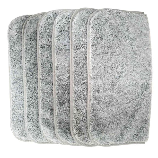 POLYTE Premium Lint Free Microfiber Washcloth Face Towel, 13 x 13 in, Set  of 6 (White)