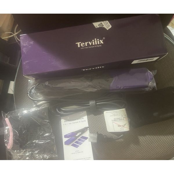Tervilix 4-In-1 Hair Crimper W/ 4 Plates-Stamper-Zig Zag Crimping Iron-New in Bo