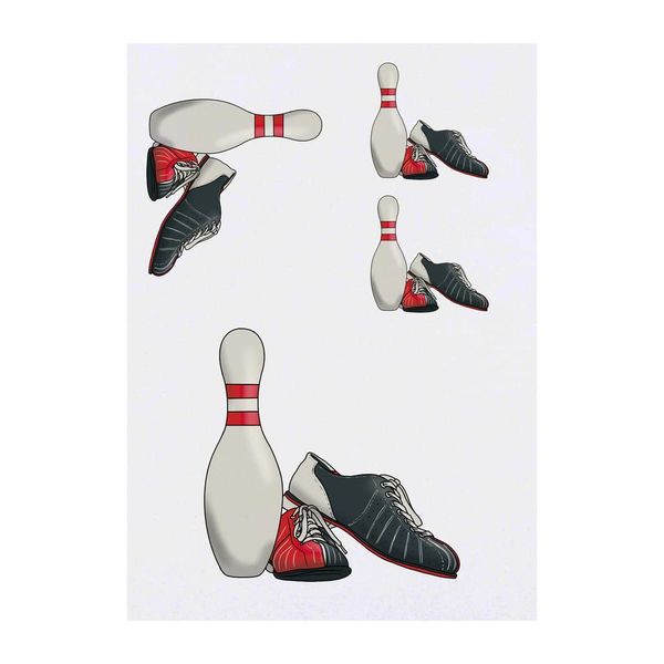 4 x 'Bowling Pin and Shoes' Temporary Tattoos (TO00058394)