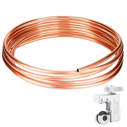 Exablo 1/2" OD × 7/16" ID × 10FT Copper Tubing, 0.8mm Wall Thickness 99.9% C12200 Seamless Tube for Air Conditioning Repair & Industrial Design
