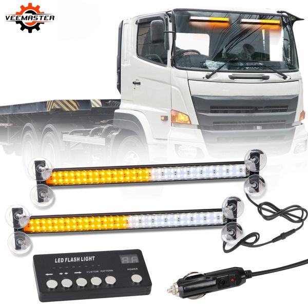 2 IN 1 LED Windshield Visor Strobe Emergency Light bar Traffic Advisor Warning