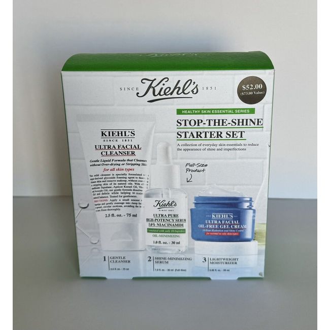 Kiehl’s Stop The Shine Starter Set Of 3 —Cleanser, Serum, & Moisturizer