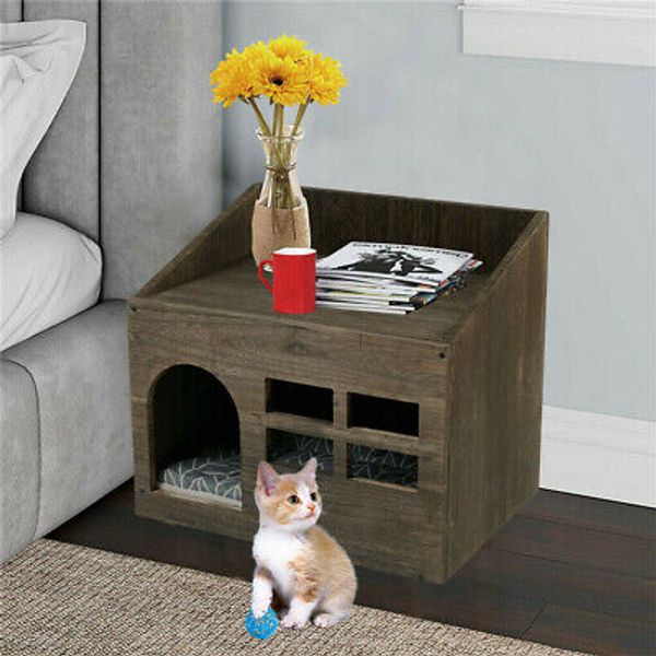 Cat Litter Box Enclosure Furniture Shelter Cabinet Nightstand Pet Crate Washroom