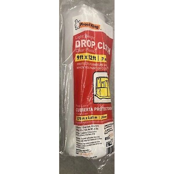 Frost King Lightweight Drop Cloth |  Clear Plastic | 9' x 12' .7 mil