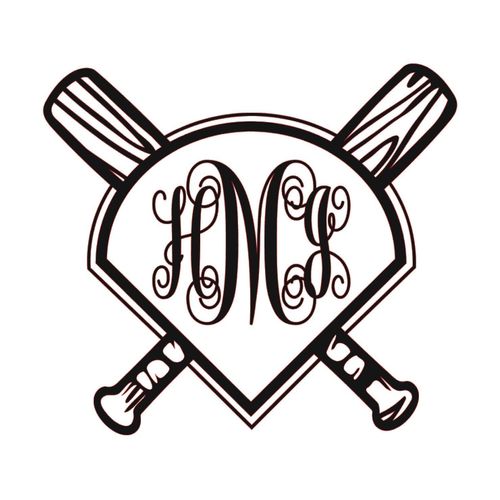 WickedGoodz Custom Baseball Monogram Decal - Personalized Initial Sticker - for Tumblers, Laptops, Car Windows - Coach Team Decal
