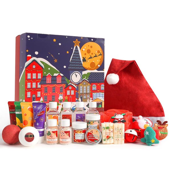 Advent Calendar 2024 Christmas Gifts for Women, 24pcs Bath Sets for Xmas Gifts with Christmas Decorations, Bubble Bath, Solid Perfume etc, Christmas Presents Idea for Women, Girls, Kids, Mum, Family