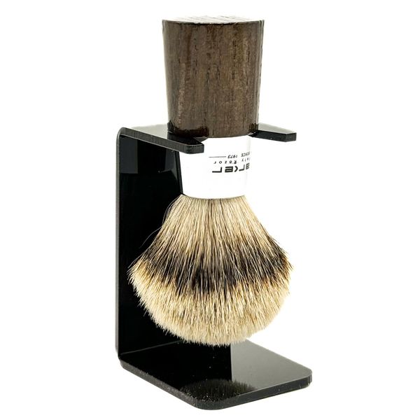 Parker 100% 3-Band Silvertip Badger Bristle Walnut and Chrome Handle Handmade Shaving Brush - Brush Stand Included