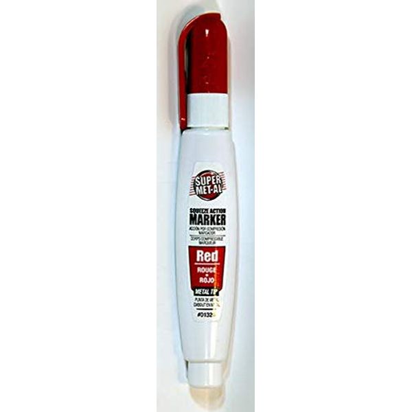 Super Met-Al Squeeze Action Metal Tip Marker, Red (3 PACK)