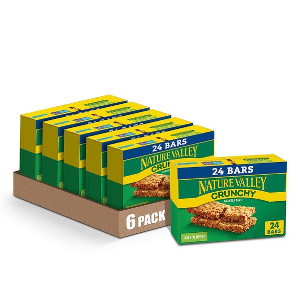 Nature Valley Crunchy Granola Bars, Oats 'n Honey, 24 Bars, 17.88 OZ (Pack of 6)