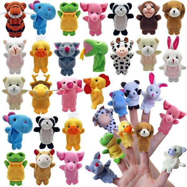 24 PCS Finger Puppets Set Mini Stuffed Animals Finger Puppet Toys for Storytelling Playing Teaching Shows Playtime Schools Birthday Party Gift Favor Supplies