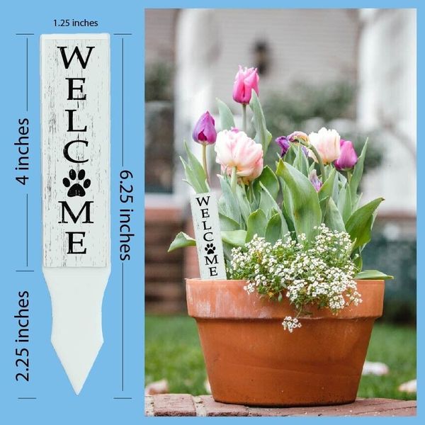 Mini Scapes Vertical Welcome Sign Pawprint Dog Cat Pets Plant Stakes Porch Decor