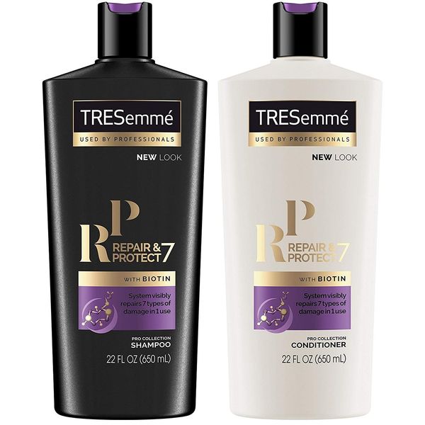 TRESemme Shampoo and Conditioner Set, Repair & Protect 7 with Biotin, Visibly Repairs 7 Types of Styling Damage and Strengthens Hair, 22 Fl Oz each
