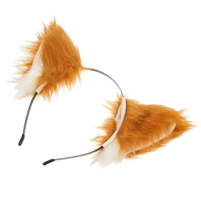 Lurrose Wolf Ear Headband Fur Cat Ear Hair Hoop Fox Hairband Plush Ears Headband Animal Cosplay Party Costume Accessories