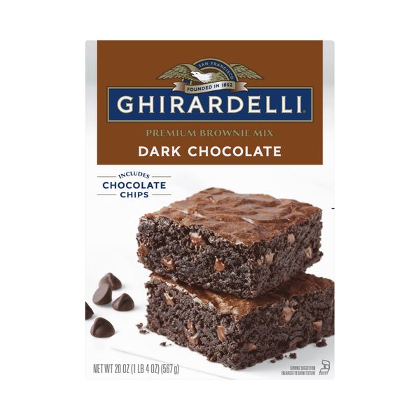 Ghirardelli Dark Chocolate Premium Brownie Mix, Includes Chocolate Chips, 20 oz Box