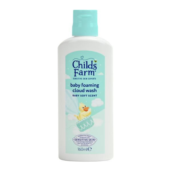 Childs Farm Baby Foaming Cloud Face & Body Wash, Baby Soft Scent | Tear-free, Gently Cleanses & Soothes | Suitable for Newborns with Dry, Sensitive Skin, 160ml