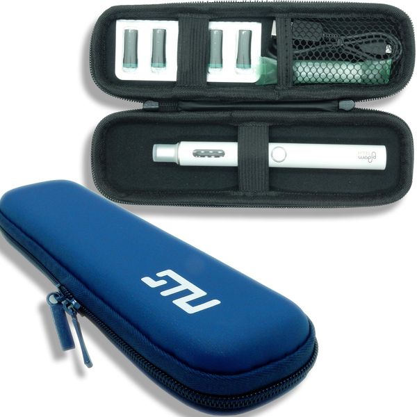 PloomTECH + Ploom Tech Plus Carrying Case, Slim [Blue] Compact Storage with Mouthpiece attached to PU Leather **JustFog Aspire Eleaf and other VAPE E-Cigarettes Compatible Models