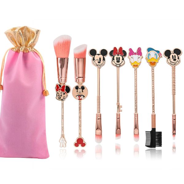 Yi-gog Mickey Makeup Brushes, 8 Pieces, Makeup Brushes, Eye Brush Set, Cosmetics, Popular, Portable Set, Makeup Tool Brush, Gift Box Included, Best Gift