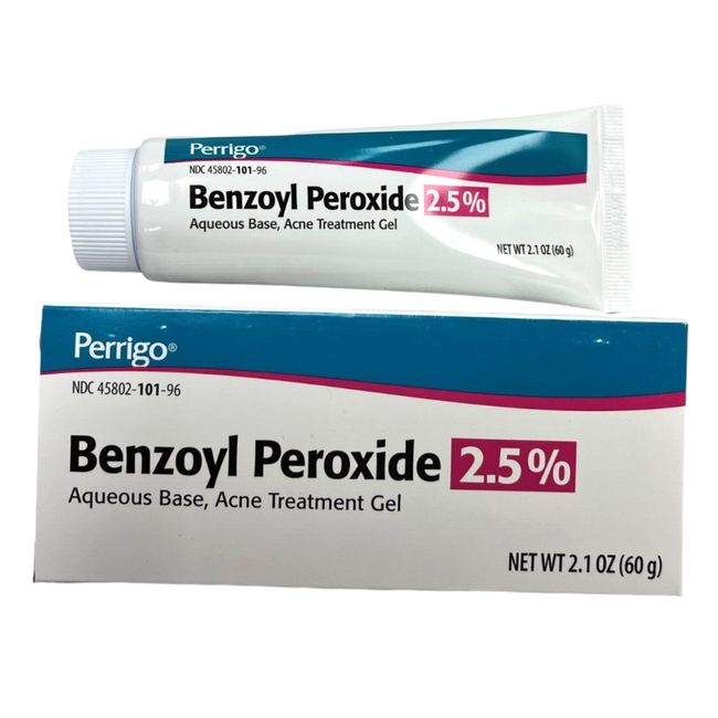 Benzoyl Peroxide 2.5% Acne GEL Aqueous 2.1oz ( 60 gm ) PERRIGO PHARMACY GRADE ^