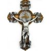 St. Saint Benedict Cross Crucifix Medal 2 Tone Wall 10"
