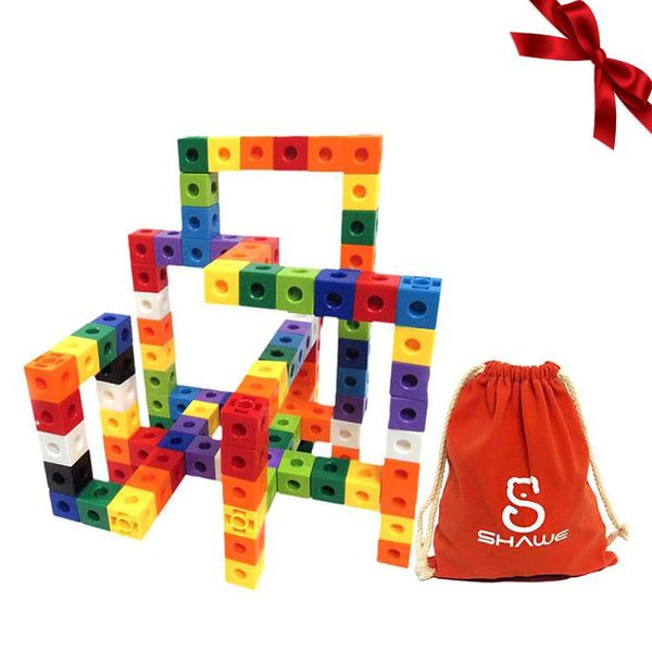 SHAWE Kids Construction , Snap Cube Autism Toys, Creative and Educational Alternative to Building Blocks - Kids Safe Material! Package in Adorable Bag (100 Pieces Cubes)