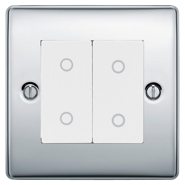 BG Nexus Polished Chrome Double Secondary Touch Dimmer Switch - White Insert