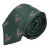 King & Priory Dark Green Herringbone Embroidered Stag Head Tie