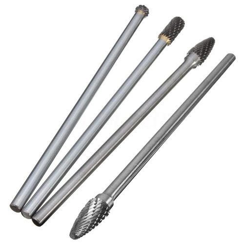 Bestgle 4pcs 1/4" Shank Tungsten Carbide Rotary Cutting Burr Die Grinder Bit for DIY Woodworking, Metal Carving, Polishing, Engraving, Drilling, 150-160mm Length