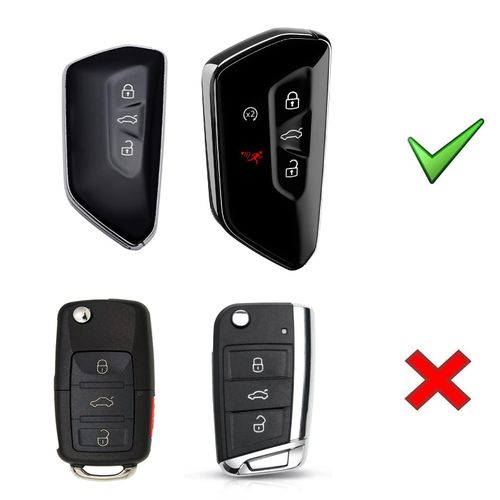 iJDMTOY Compatible with Volkswagen MK8 Golf/GTI, Skoda Octavia 3/4/5-Button Smart Key Gloss Red TPU Key Fob Protective Case w/Face Button Panel Cover