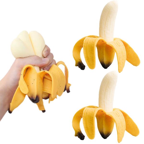 3 Pcs Squishy Banana Toys Simulated Peeling Banana Decompression Toy Stress Relief Simulation Bananas Party Favors for Adults April Fool's Day Satisfying Fruit Toy