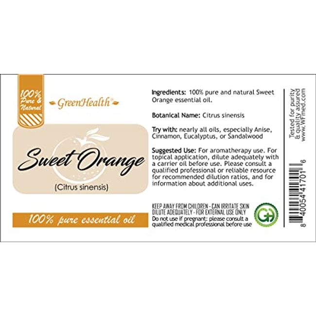 32 fl oz Sweet Orange Essential Oil (100% Pure & Uncut), Aluminum Bottle -  GreenHealth